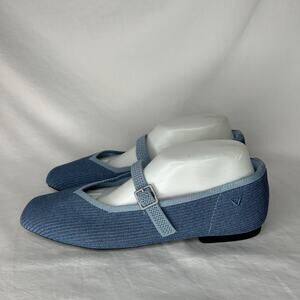 Vivaia Square Toe Margot Mary-Jane Flats Denim Blue Size 41.5 Lightly Used